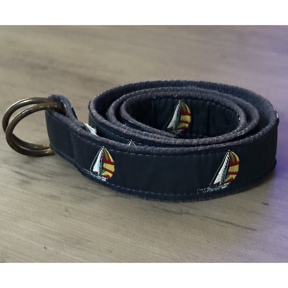Leather Man Essex Connecticut Sailing Boats Ribbon Webbing Belt D-Ring Small